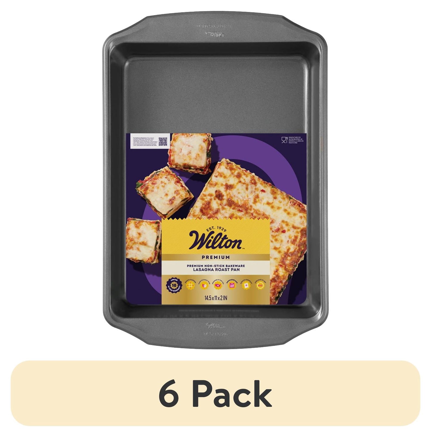 Wilton Premium Steel Non-Stick Lasagna Baking Pan 14.5" x 11" x 2" Roasting Casserole Baking Dish, Packaging May Vary