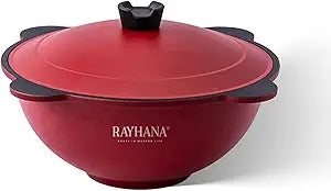 Qabili Pilaf Pot Traditional Afghan Pilau Pot with Non-Stick Coating, Perfect for Kabuli Pulao, Oven & All Cooktops Safe. RAYHANA (Red, 12.7 Qt)
