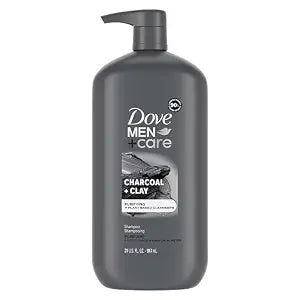 DOVE MEN+CARE Charcoal Pump Purifying Shampoo Charcoal + Clay for Stronger, More Resilient Hair, with Plant-Based Cleansers, 31 oz