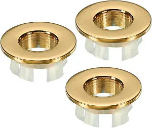 PATIKIL Sink Overflow Ring, 3Pcs Sink Basin Trim Overflow Cover Insert in Hole Round Ring Covers Caps for Kitchen Bathroom, Gold