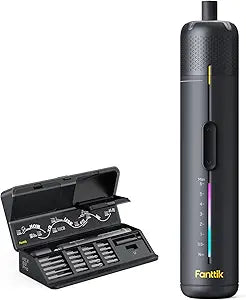 Fanttik S2 Pro Electric Screwdriver, Cordless Screwdriver Set, 7 Torque Settings, 0.5 to 6N.m, 20 Magnetic Bits, 1/4''Hex Shank, with 90 Angle Adapter, for Furniture, Household Repairs(Space Grey)