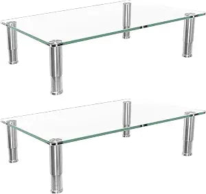 Simple Trending 2-Pack Tempered Glass Monitor Stand, Adjustable, Clear