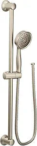 Moen Brushed Nickel High Single Function Pressure Handheld Showerhead with 69-Inch-Long Hose and 24-Inch Slide Bar, 3668EPBN