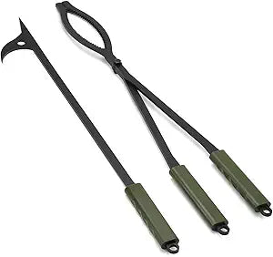 Stanbroil 28" Firewood Tongs and Fire Poker Set, Large Campfire Tongs Tool Set for Fireplace and Camping Fire Pit Wood Stove Indoor & Outdoor Use