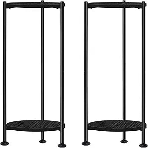 Lilybud--lily 2-Pack Plant Stand Indoor Outdoor, 30'' Tall Plant Stands for Indoor Plants, Heavy Duty Indoor Plant Shelf, 2 Tier Display Rack for Living Room, Balcony, Deck, Black