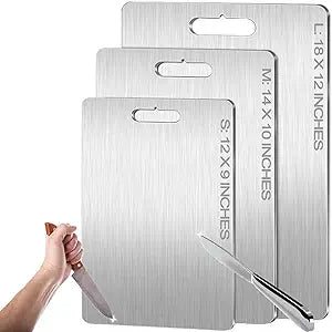 Titanium Cutting Board - 100% Pure Titanium Cutting Boards for Kitchen - Cutting Edge Hygiene & Durability, 1 Pack Double Sided Medical-grade Cutting Mat, Easy to Clean (12"L x 9"W)