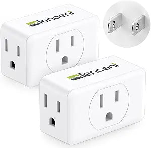 LENCENT 2 Prong to 3 Prong Outlet Adapter, Wall Plug Extender
