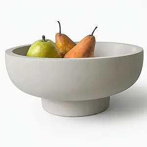 OAKOA Concrete Fruit Bowl for Kitchen Counter - Large Decorative Bowls for Home Decor - Modern Key Bowl for Entryway Table - Pedestal Bowl for Keys