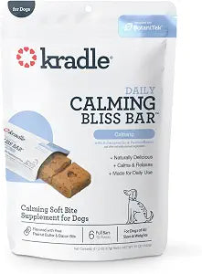 Kradle Bliss Bars for Dogs - Peanut Butter Flavored Calming - GABA L-Theanine - On The Go Packaging - Supports a Calm Demeanor - 6 Bars