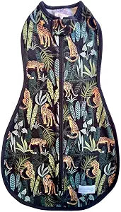Woombie Original Baby Swaddling Blanket - Self-Soothing, Cotton Baby Swaddle with Zipper - Wearable Newborn Blanket - Jungle Jaguar, 5-13lbs