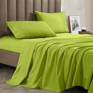 CELINE LINEN Soft Bed Sheets Deep Pocket 4-Piece, Full, Lime