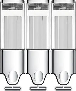 EHORIA 3-in-1 Quadrate Dispensers for The Shower,Shower soap Dispenser,Conditioner Dispenser, Shampoo Dispenser,No Drilled Wall Mounted Distributor,Hotel,Bathroom,Home