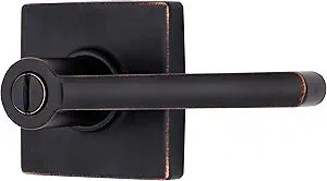 BRINKS Contemporary Privacy Locking Interior Door Lever, Tuscan Bronze - Designed for Sleek and Modern Homes and Blends Seamlessly with Interior Dcor (E2437-150)