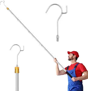 Clothes Hook Pole, Adjustable from 28" to 74", Closet Coat Rack Hook Rod
