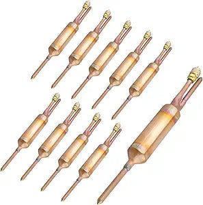 10Pcs Filter Dryer Refrigerant Liquid Line with Charging Valve Compatible with R12,R22,R502,R134A, 25GR 1/4 x 1/4 in