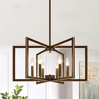25"-61" Height Adjustable Modern Oil-Rubbed Bronze Chandelier for Dining Room, No Assembly Required Dining Room Light Fixture Over Table, Industrial Metal Pendant Lights Fixture for Kitchen Island