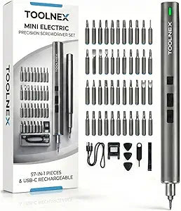 Mini Electric Screwdriver Set 57 in 1 Precision Cordless Rechargeable Driver with LED & 48 Magnetic Bits Compact Power Tool for Electronics, DIY & Home Repair