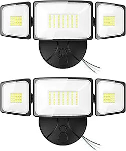 Onforu 2 Pack 75W Flood Lights Outdoor, 7000LM LED Flood Lighting Outdoor Switch Controlled, IP65 Waterproof Exterior Floodlight Fixture with 3 Adjustable Heads, 6500K Security Light for Garage Yard
