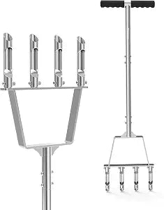 RETRUE Manual Core Aerator Lawn Tool, Stainless Steel, 4 Replaceable Tine