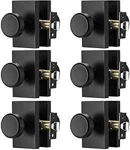 6 Pack Black Door Knobs for Non Locking,Pismo Privacy Door Knob for Bath & Bedroom,Interior Door Handles for Hall
