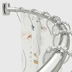 Chrsouly Adjustable Curved Shower Rod, 42-72 inches Extra Wide Shower Curtain Rod, Rust proof, Premium Stainless Steel, Curved Shower Curtain Rod for Bathroom, Need to Drill, Nickel