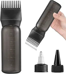 Root Comb Applicator Bottle Hair Oil Applicator for Dye and Scalp, Black