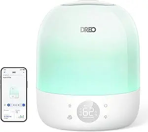 DREO Humidifiers for Bedroom - 30H Max Runtime & RGB Night Light & Sleep Trainer, Ultra Quiet 28dB Cool Mist Humidifier, Top Fill Smart Air Humidifier for Plants, Perfect for Baby & Nursery, HM409S