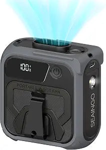 SEAINGO Portable Waist Fan Rechargeable 10000mAh, 42 ft/s Max, 5 Speeds 16000RPM, Personal Cooling Wearable Clip Body Belt Shirt Fans, Hanging Neck Fan with Light