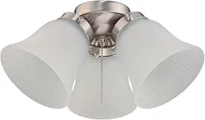 Three-Light LED Cluster Ceiling Fan Light Kit, Brushed Nickel Finish with Frosted Ribbed Glass