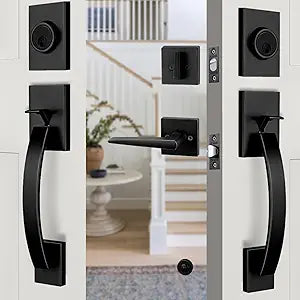 TMC Black Handleset for Front Door, Side Door and Back Door (Keyed Entry Handle and Dummy Hanlset Set), MDHST2017DB-SET, 2017(Black)
