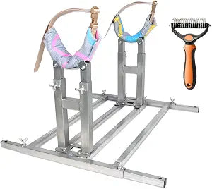 Dog Breeding Stand, Stainless Steel Breeding Stand for Dogs, Shoulder Height 17.5 IN-35.5 IN,Pet Fixed Bracket for Medium to Large Dogs,Adjustable Height and Length,Strong Grooming Breeding StandL