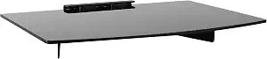 Mount-It! Floating Wall Shelf Tempered Glass Media Shelf for Cable Box, DVD Player, Gaming Consoles (PS5, Xbox, Roku), Projector Wall-Mounted w/Steel Frame, Cable Management, 22 lb Capacity
