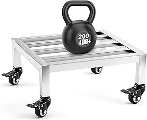 MorningRo Dunnage Rack with Wheels 13.8" Long x 13.8" Wide, 3.9" Height Stainless Steel Mobile Dunnage Rack with Locking Casters 200+ Pound Storage Commercial Food Service in Restaurant Kitchen