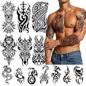 Totem Temporary Tattoos for Men 23 Sheets ��� Pre-Cut & Wate
