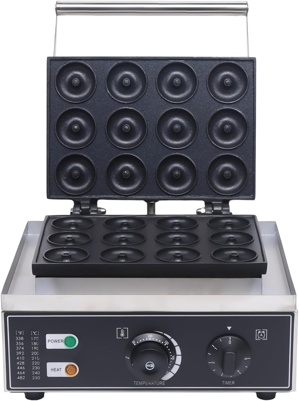 12 Compartments Electric Donut Maker Machine, Commercial Mini Donut Machine 1550W Electric Nonstick Doughnut Making Machine Donut Machine for Doughnut Breakfast Home Desserts