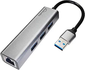 USB 3.0 Hub with Ethernet Adapter - 1GB RJ45, USB A to Ethernet, Compatible with Windows, Mac OS, Linux