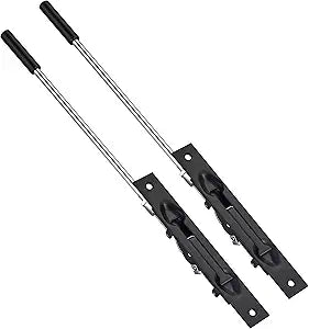 TOGU 2 Pack Solid Lever Extension Flush Bolt Latch Slide Bolt Lock in 6" 8" 10" 12",Concealed Security Door Lock for French Doors,Composite Doors,Wood Doors,Double Doors,Matte Black Finish-12"