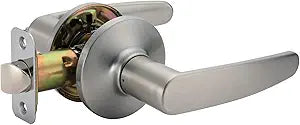 Amazon Basics Easy Installation Straight Door Lever, Passage, Fits Doors 1-3/4 in, Satin Nickel, 6-Pack