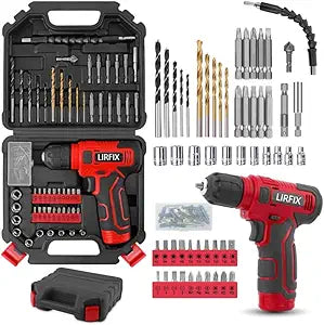 Red 110-piece 8V Electric Screwdriver Set USB Charging Low-power Electric Drill Portable Tool Kit Includes Drill Bits, Sockets, and Screwdriver Bits Set Accessories Men's Tool Kit
