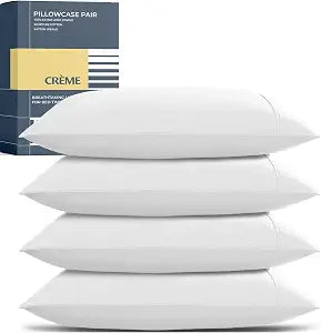 THREAD SPREAD 100% Egyptian Cotton King Size Pillow Cases Set of 4 - Luxury 1500 Series Pillow Cases King Size (White), Soft Cooling Envelope Closure Hotel Quality Egyptian Cotton Pillowcases