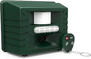 ASPECTEK Yard Sentinel Ultrasonic Animal Repeller with Remote Control and Strobe Light, Motion Sensor Pest Deterrent for Deer, Raccoons, Bears, Coyotes and Skunks, Farm, Garden and Lawn Protection