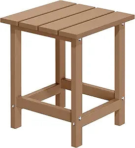 MUCHENGHY Adirondack Outdoor Side Table, 14.7" Patio Side Table Weather Resistant, HDPE Outdoor End Tables for Patio, Teak