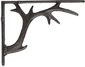 BRASSTAR Shelf Bracket Cast Iron Deer Antler Design Wall Thick Heavy Duty Angle Bracket Antique Home Farmhouse Decorative 2PCS 7.6''(H) TQGJPT300-02