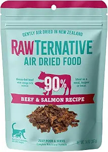 Grandma Mae's Country Naturals RawTernative Air-Dried Cat Food, Beef & Salmon Recipe, 90% Real Beef & Salmon, Complete & Balanced Meal for Cats & Kittens, Gently AirDried in New Zealand, 14 oz