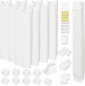 YoleShy 3" W 16Ft Mini Split Line Set Cover PVC Mini Split Cover Kit Easy Installation Decorative Line Set Kit for Heat Pump & Units Air Conditioners