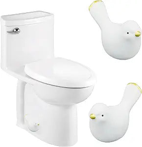 2 Pack White Ceramic Bird Toilet Bolt Covers Decorative Toilet Bolt Caps for Bottom of Toilet, Easy Installation Bathroom Replacement Parts, 3.46 x 2.16 Inch