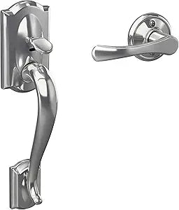 Schlage Standard Front Entry Handleset with Avila Door Lever, Lower Half Grip, Bright Chrome, FE285 CAM 625 VLA