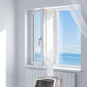 HOOMEE 157(400CM) Universal Window Seal for Mobile Air Conditioner and Tumble Dryer Window Kit Works with Portable AC, Easy to Install - Air Exchange Guards with Zip and Adhesive Fastener