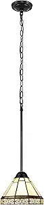 Chloe Lighting Belle Mission-Style 1 Light Blackish-Bronze Finish Mini Pendant Ceiling Fixture 8" Wide