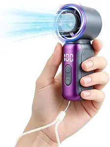 PLOJOP Portable Handheld Fan, 22000 RPM Small Personal Fan with 4 Adjustable Speeds & LED Display, Lightweight Mini Fan with Detachable Lanyard for Travel, Office, Outdoor Activities